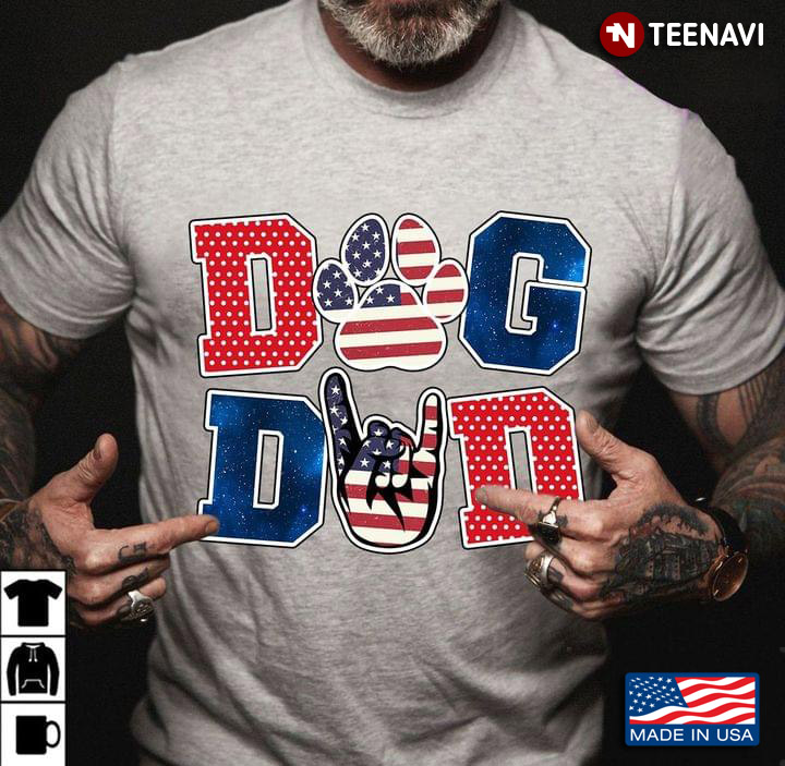 Dog Dad American Flag For Father's Day