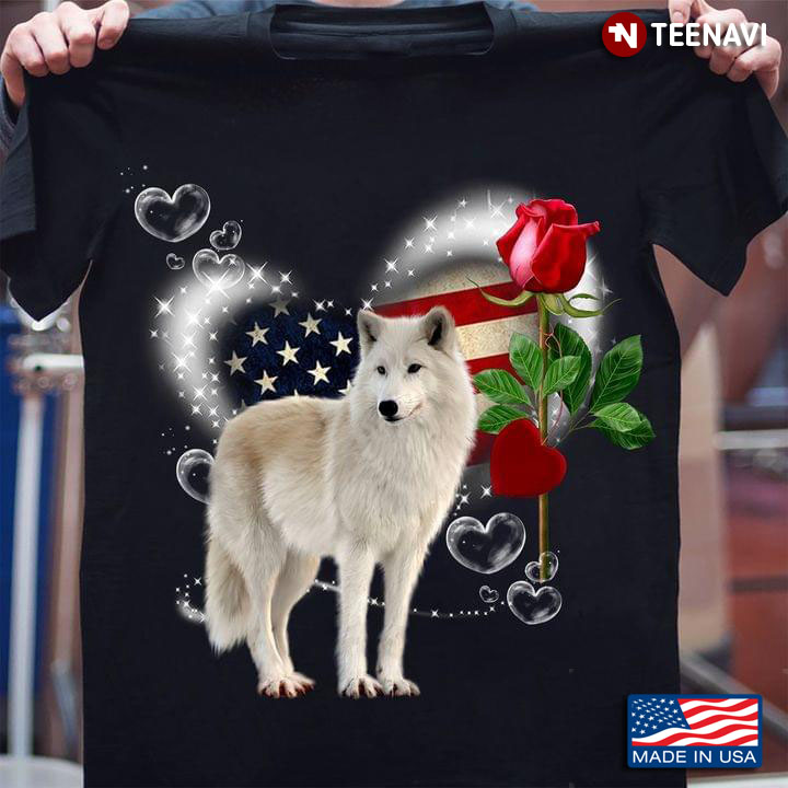 Wolf American Flag And Rose Happy Independence Day For 4th Of July