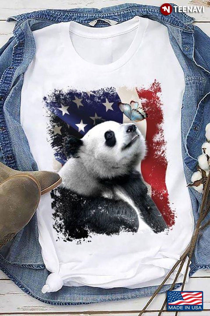 American Flag Panda And Butterfly Happy Independence Day For 4th Of July