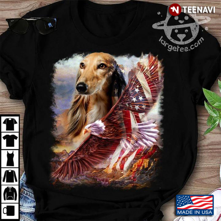Saluki Dog Eagle And American Flag 4th Of July For Dog Lover