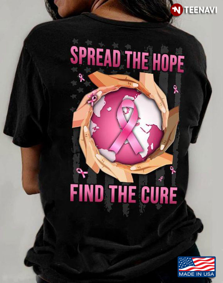 Spread The Hope Find The Cure Breast Cancer Awareness American Flag