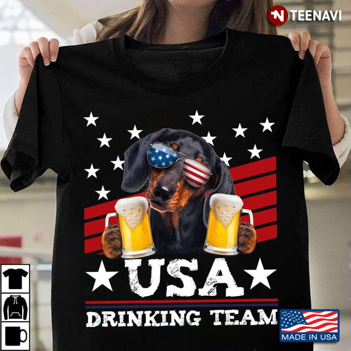 Dachshund With Beer USA Drinking Team Happy Independence Day For 4th Of July