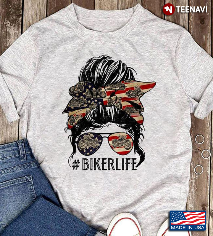 Biker Life Woman With Headband And Glasses For Motorcycle Lover