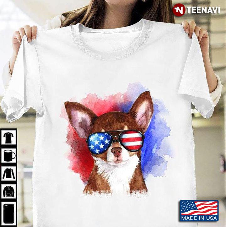 Chihuahua With American Flag Glasses 4th Of July For Dog Lover
