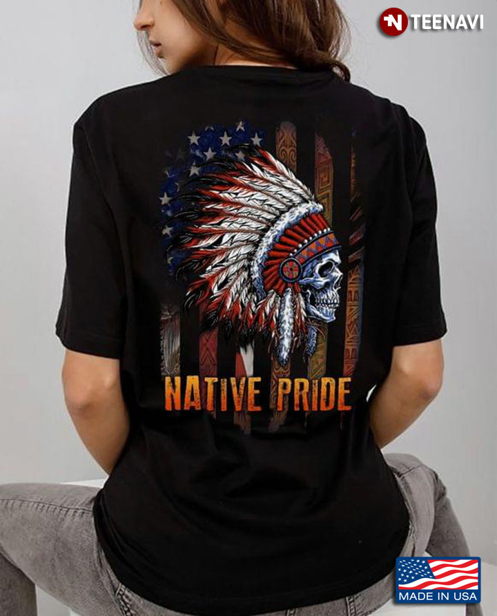 Style Native Pride Skull American Flag