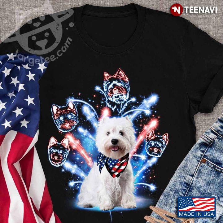 An Adorable Little Yorkshire Terrier Puppy Patriotic 4th of July