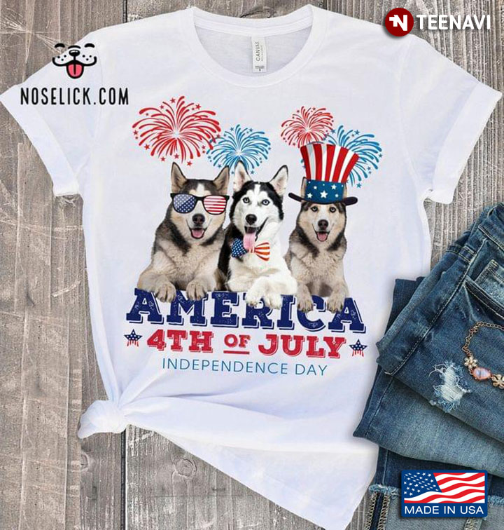 Patriotic Siberian Husky Dog 4th of July USA American Flag