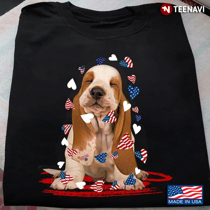 Basset Hound 4th of July American Flag Best Gift for Dog Lover