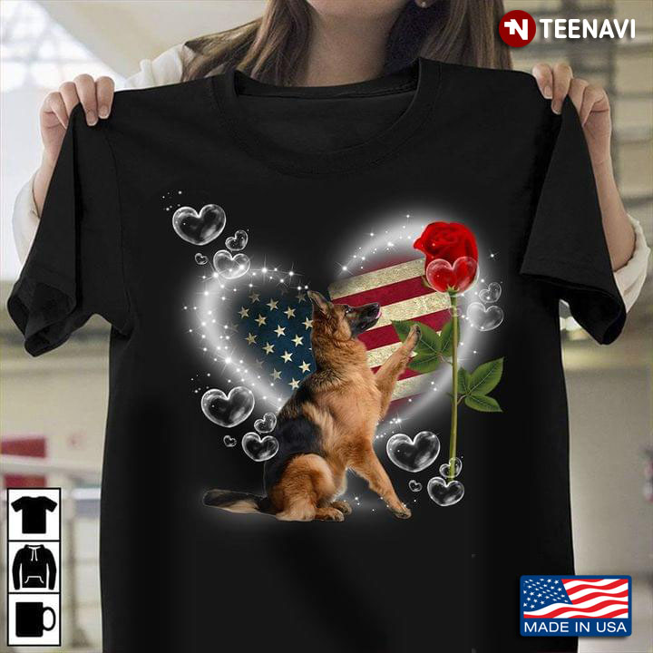 American Flag German Shepherd And Rose I’m From America Dog