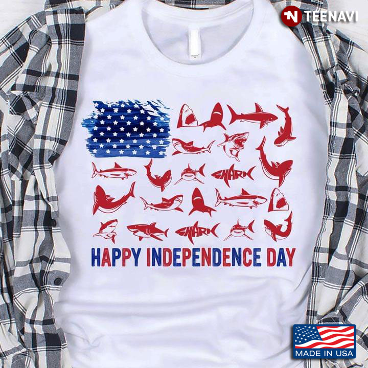 Shark Happy Independence Day American Flag