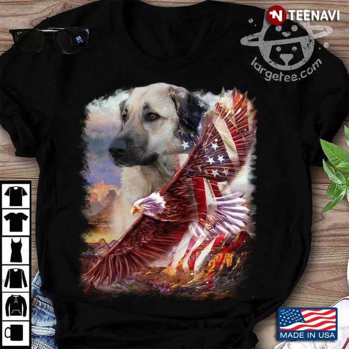 4th Of July American Flag Freedom With Labrador Retriever And Eagle