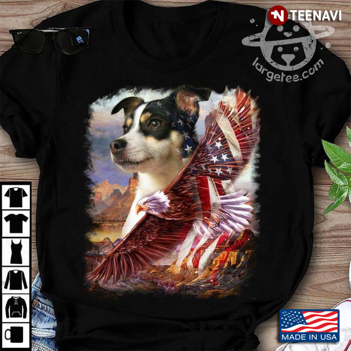 American Flag Freedom With Rat Terrier And Eagle 4th Of July