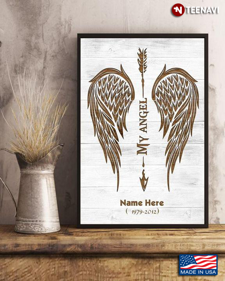Vintage Customized Angel Name & Year Angel Wings And Arrow