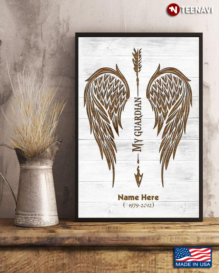 Vintage Customized Guardian Name & Year Angel Wings And Arrow