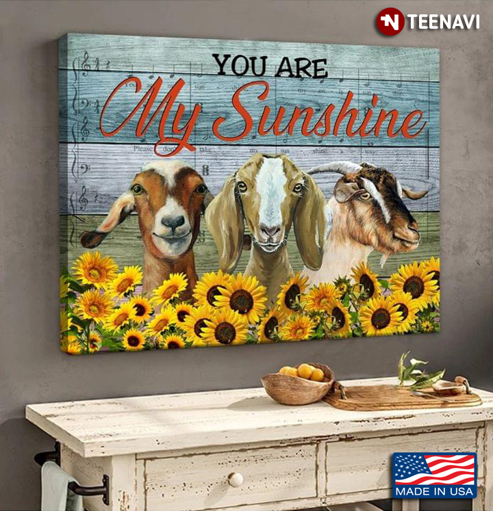 Vintage Goats & Sunflowers You Are My Sunshine