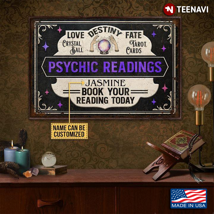 Vintage Customized Name Psychic Readings Love Destiny Fate Crystal Ball Tarot Cards Book Your Reading Today