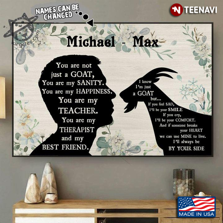 Vintage Floral Theme Customized Name Boy & Goat Silhouette You Are Not Just A Goat