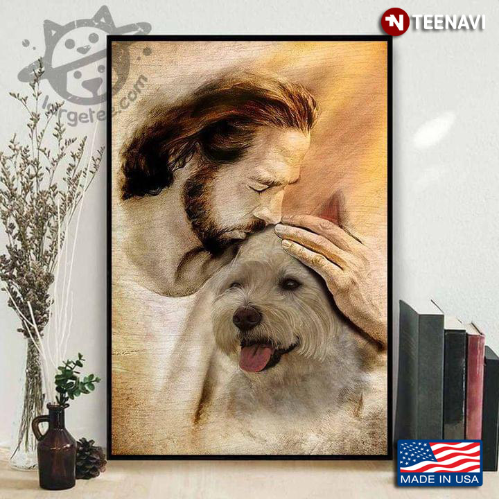 Vintage Jesus Christ Kissing West Highland White Terrier Dog