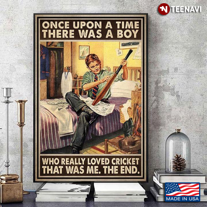 Vintage Little Boy With Cricket Bat Once Upon A Time There Was A Boy Who Really Loved Cricket That Was Me The End