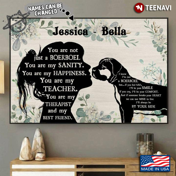 Vintage Floral Theme Customized Name Girl & Boerboel Dog Silhouette You Are Not Just A Boerboel