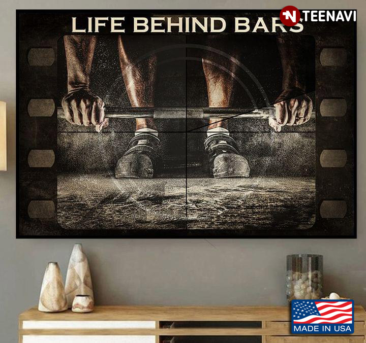 Film Theme Weightlifter Lifting Barbell Life Behind Bars