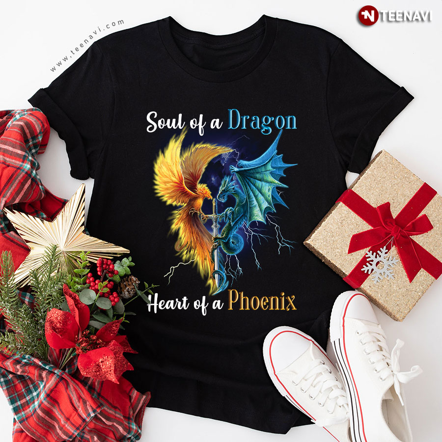 Soul of A Dragon Heart of A Phoenix Cool Design T-Shirt