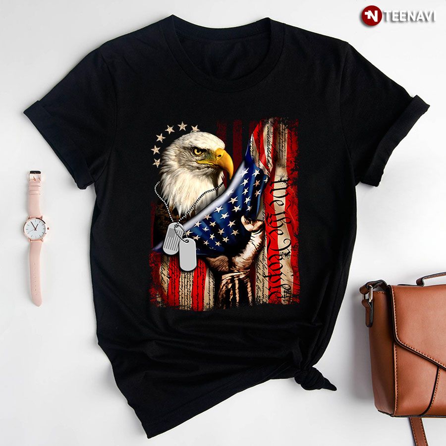 Patriotic Bald Eagle American Flag Flies