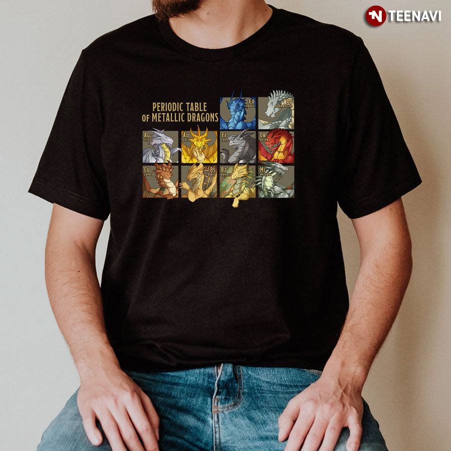 Dungeons And Dragons Periodic Table Of Metallic Dragons For Game Lover T-Shirt