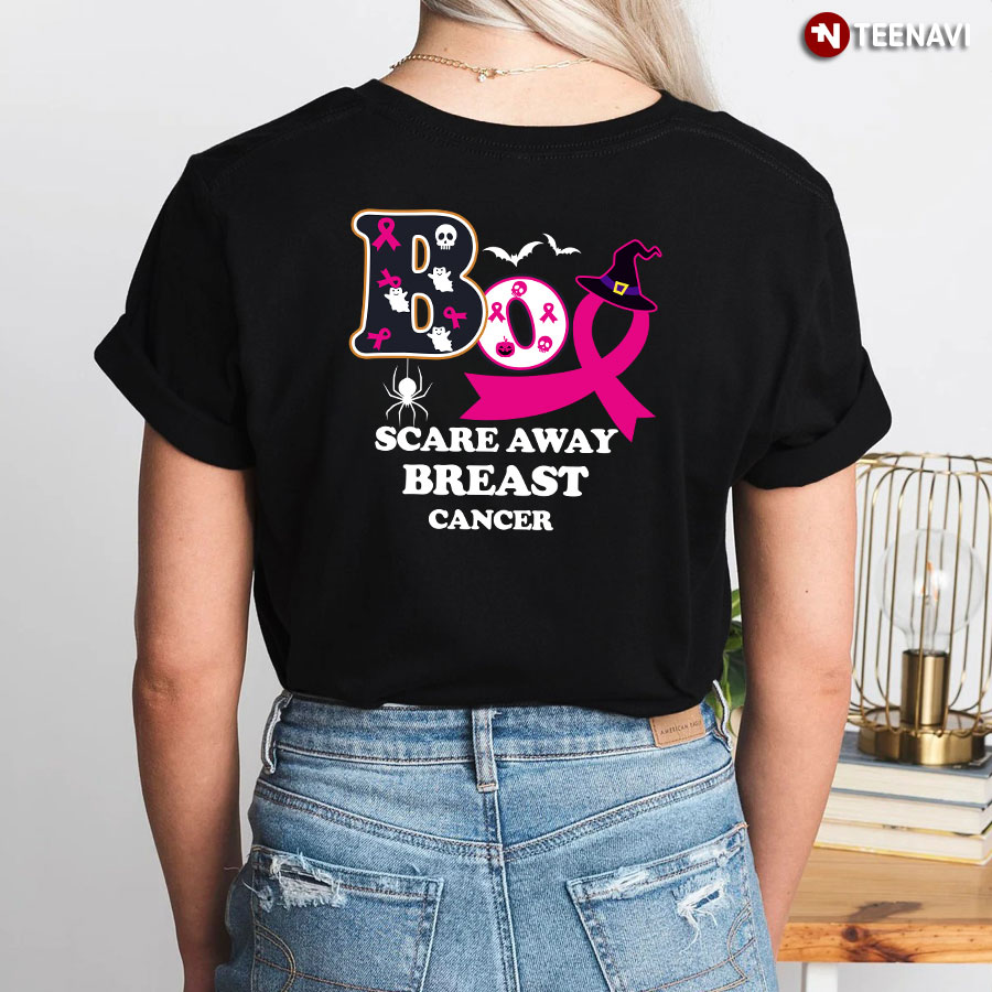Boo Scare Away Breast Cancer Awareness Gift For Halloween T-Shirt