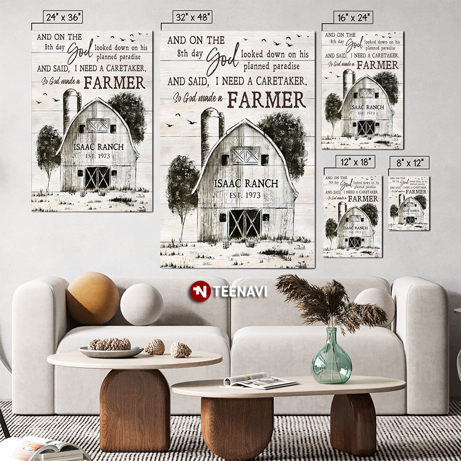 Customized Family Name & Date And On The 8th Day God Looked Down On His Planned Paradise And Said “I Need A Caretaker” So God Made A Farmer Poster