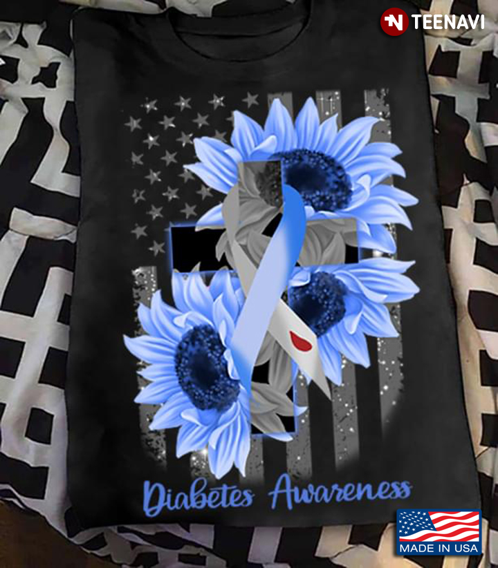 Diabetes Awareness Sunflowers American Flag