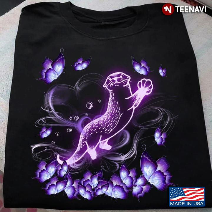 Magic Otter Purple Butterflies For Animal Lovers