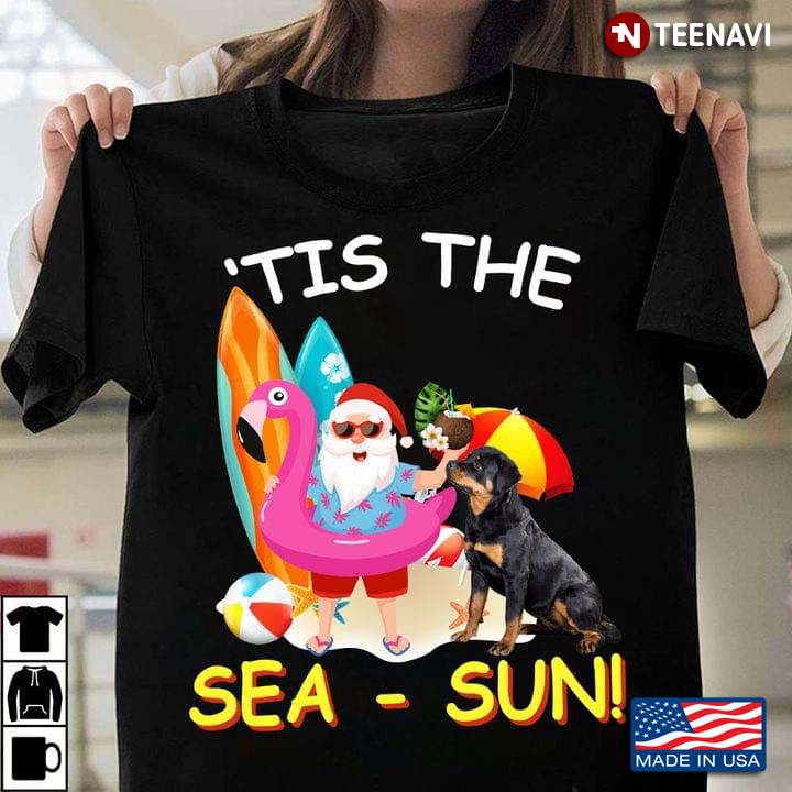 It Is The Sea Sun Rottweiler Santa Claus Beach