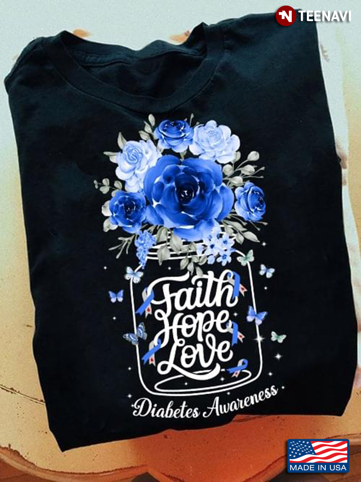 Diabetes Awareness  Bottle Of Roses Faith Hope Love