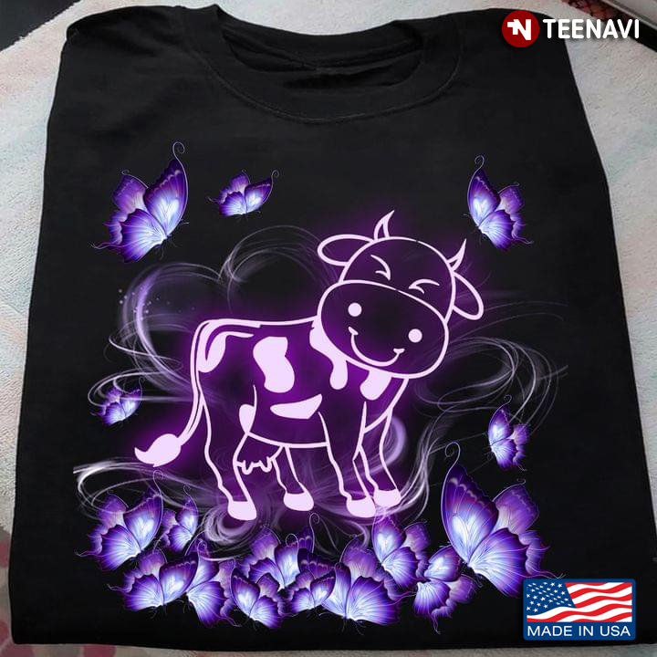 Magical Dairy Cow  Purple Butterflies For Animal Lovers