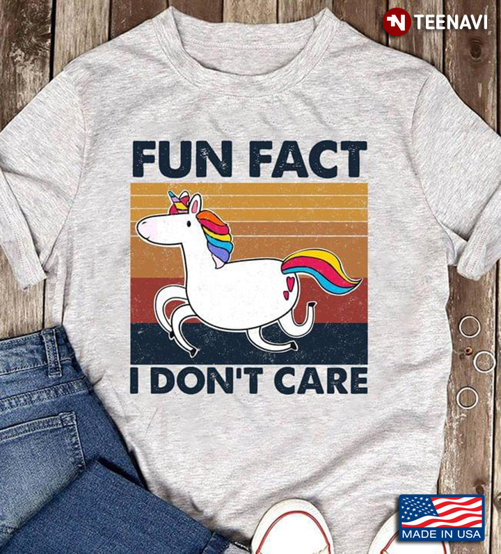Fun Fact I Don't Care Funny UniCorn Vintage
