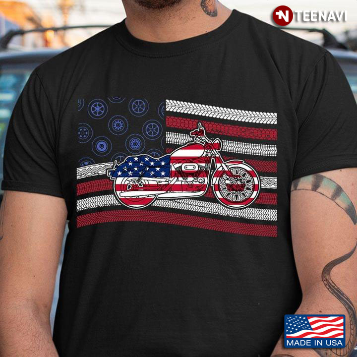 Motorcycle Tyres American Flag Happy Independence Day for Motorcycle Lover