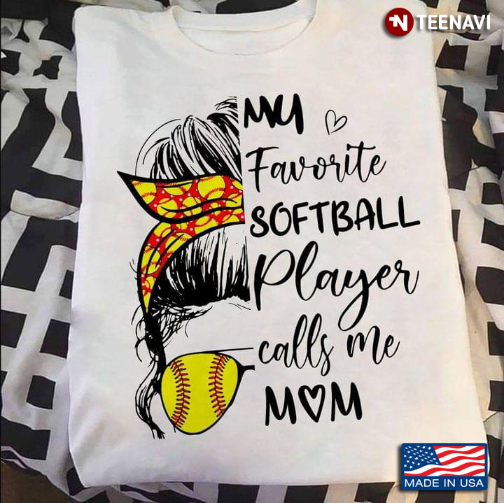 My Favorite Softball Player Calls Me Mom Text Clipping Mask Design for Proud Mom