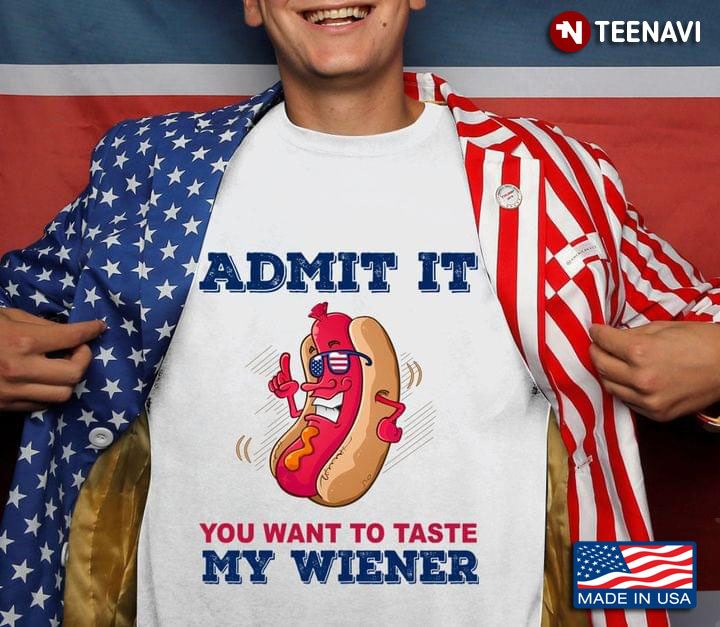 Admit It You Want To Taste My Wiener Funny Hot Dog American Flag Sunglasses