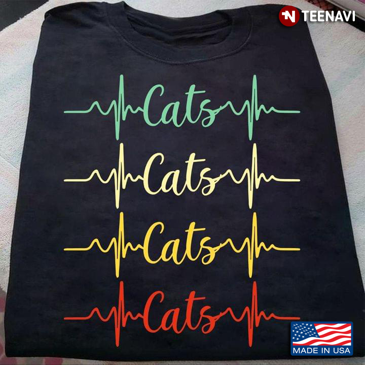 Cats Heartbeat Repeat Funny Style for Cat Lover