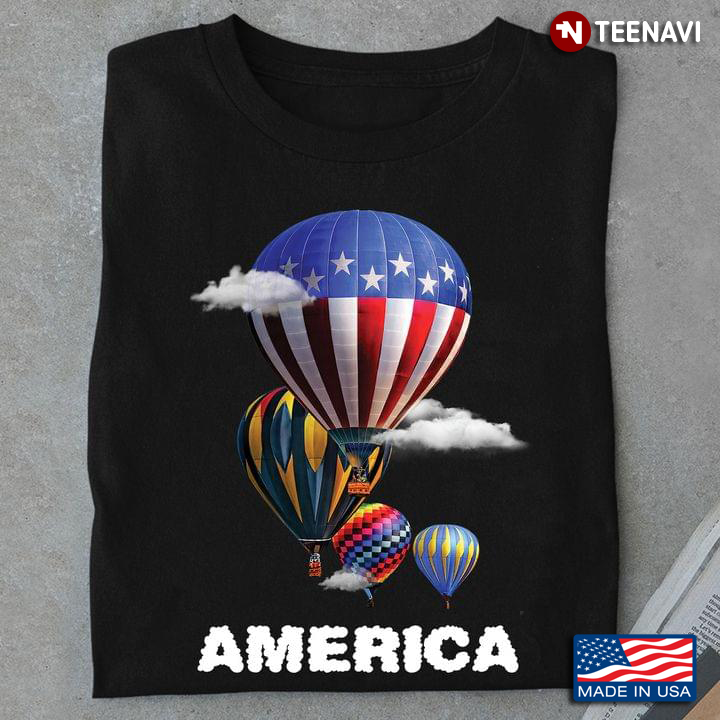American Flag Hot Air Balloons Happy Independence Day