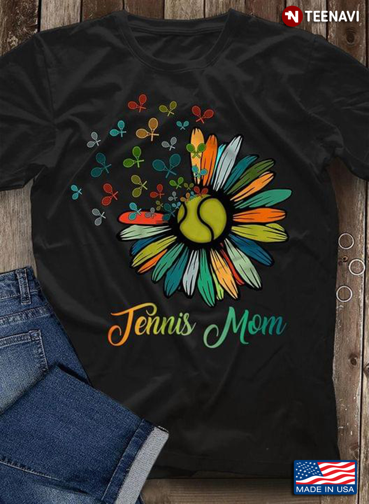 Tennis Mom Colorful Flower and Tennis Racquets for Sport Lover