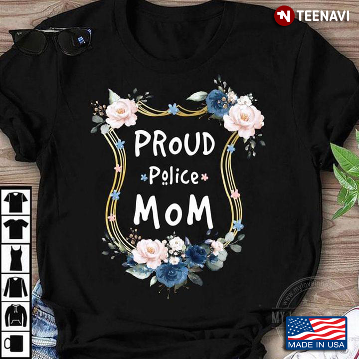 Proud Police Mom Flower Elegant Flower Police Emblem Frame