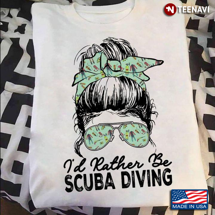 I'd Rather Be Scuba Diving Pretty Girl with Diving Tools for Scuba Diving Lover
