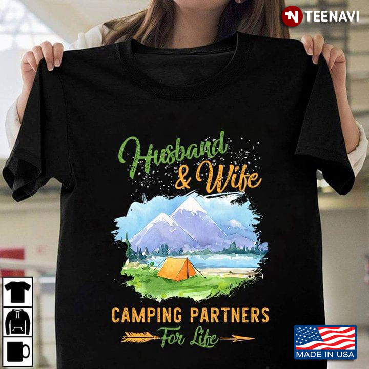 Husband and Wife Camping Partners for Life Dreamy Drawing Art for Camping Lover