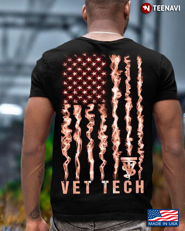 Vet Tech Veterinary Technician American Flag Smoky Design
