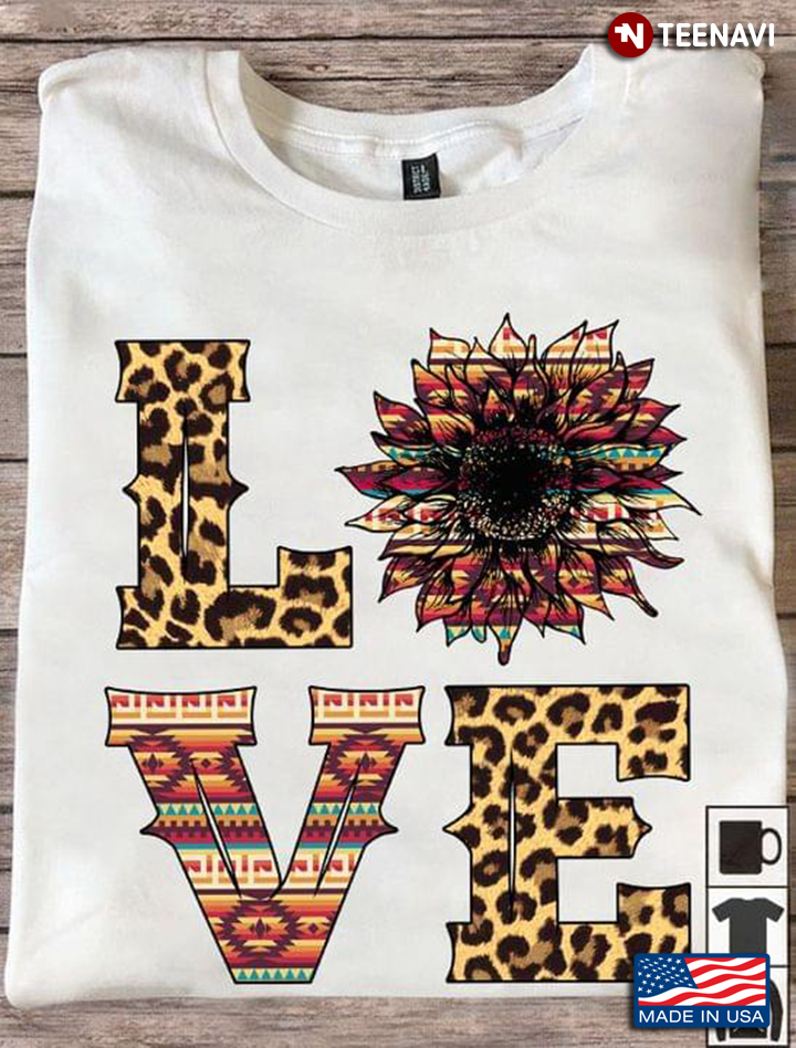 Love Sunflower Leopard and Aztec Ethnic Native American Pattern