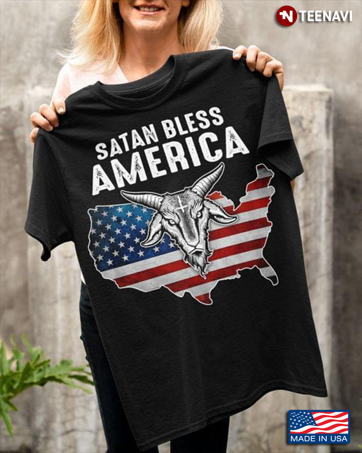 Satan Bless America USA Flag and Map