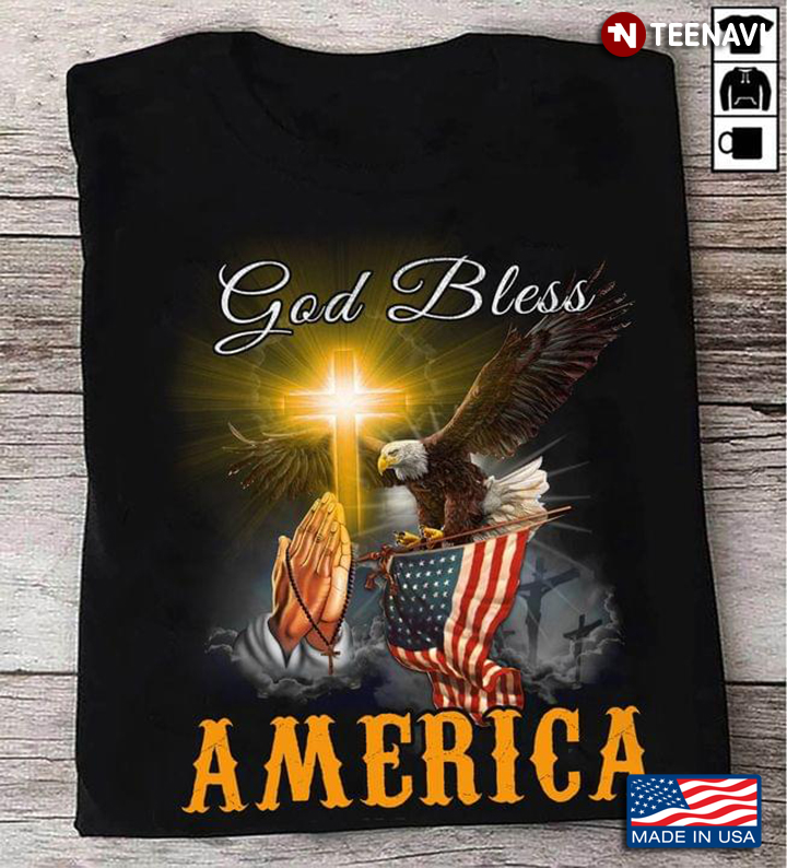 God Bless America Jesus Eagle and American Flag for Patriotic Christian