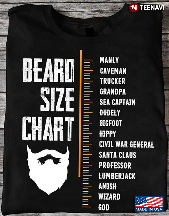 Beard Size Chart Manly Caveman Trucker Grandpa Sea Captain Beard Measurement Funny for Cool Dad
